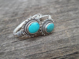 New Trendy Silver Color Women's Earrings Green Stone Hoop Drop Earrings for Women Bohemia Earrings Engagement Party Jewelry