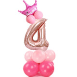 14 pcs Number Balloon Stand Foil Digital Balloons With Crow Wedding Birthday Party Decorations Kids Boy Girl Baby Shower Balloon