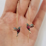 Elegant style birdie ear bolt earrings prisoner strass swing long tassels earrings for women hoop wedding earrings jewelry