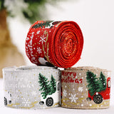 Christmas Gift 2M/5M Christmas Red Car Ribbon 5cm Wide Merry Xmas Crafts Ribbon for DIY Christmas Gift Wrapping Home Wreath Bow Decoration