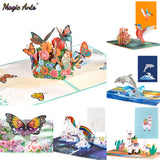 3D Butterfly Unicorn Birthday Card for Kids Children Cute Animal Pop-Up Greeting Cards Baby Shower Gifts