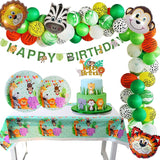 PARTIMATE Disposable Party Tableware Sets Jungle Animals Birthday Party Kids Disposable Plate Table Cloth Children Party Set