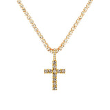 Punk Hip Hop Rhinestone Cross Pendant Necklace for Women Men Bling Iced Out Crystal Chain Choker Necklace Jewelry On The Neck