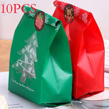 10PCS Snowflake Christmas Tree Gift Bags Merry Christmas Baking Packaging Bag Candy Boxes Xmas Decorations for Home Navidad