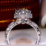 Trendy Women Rings Metal Silver Color Zircon Crystal Princess Wedding Rings for Women Charm Bridal Party Engagement Jewelry Gift