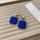 Cifeeo Korean New Style Simple Blue Bow Earrings Fashion Versatile Geometric Earrings Female Jewelry