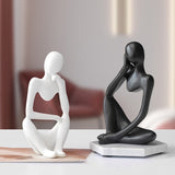 Christmas Gift Abstract Thinker Statue Resin Sculpture Miniature Figurines Thinker Character European Style Office Home Decoration Accessories
