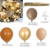 142Pcs Brown Balloons Arch Garland Coffee Brown Apricot Coco Chrome Gold Balloon Globos for Birthday Wedding Party Decor Supplie