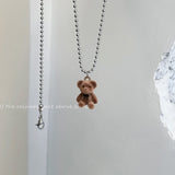 2021 Trendy Flocking Bear Pendant Necklaces For Women Men Couple Lovers Popular Animal Pendant Necklace Fashion Jewelry Gifts