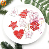 Christmas Gift 18PCS/Lot DIY White&Red Christmas Wooden Pendants Noel Ornaments For Kids Christmas Gifts Xmas Tree Ornaments Decorations