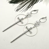 Witch's Rites Earrings pentagram pendant darkly The sacred sword Gothic jewelry Fashion-forward Black chain women gift