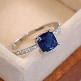 Thanksgiving Cifeeo  Fashionable Engagement Rings With Deep Blue Cubic Women's Wedding Jewelry Daily Collocation Elegant Accessories