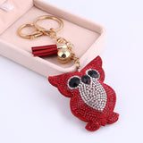 Heart Keychain Leather Tassel Key Holder Metal Crystal Key Chain Keyring Charm Auto Pendant Gift
