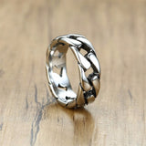 Christmas Gift 7MM Men Stainless Steel Ring for Men's Bands Hollow Hard Curb Link Chain Biker Ring