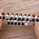 Matte Onyx Stone&Tiger Eye Combination Stitching with Cubic Zircon Hand Jewelry Beads Bracelet Elastic Stretch Men Bracelet