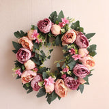 Silk Peony Artificial Flowers Flores Wreaths Door Colorful Artificial Garland for Wedding Home Decoration DIY Party Leaf G4630