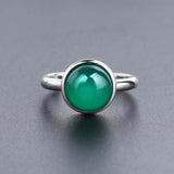 Thanksgiving Cifeeo  Natural Green Agate Gemstone Ring Simple  Green Onyx Rings For Women Fine Jewelry Bague
