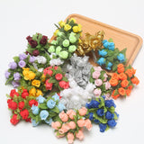 Cifeeo 36/72/144pcs Mini Artificial Flower Silk Rose Flower Bouquet for Wedding Party Home Decoration DIY Wreath Scrapbook accessories