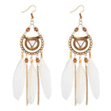 ZOSHI  Long Tassel Fashion Feather Style Ethnic Boho Big Dangle Statement Earring Wedding Earrings Accessories Wholesale