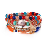 4pcs/set Fashion Multilayer Crystal Lava Stone Beads Wing Tassel Bracelets & Bangles Pulseras Mujer Jewelry for Women Gift