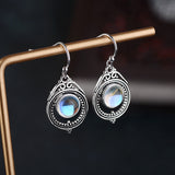 New Vintage Moonstone Earrings Geometric Design Earrings For Women Korean Ear Jewelry
