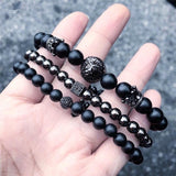 2023 New Fashion Men Bracelet Sets Trendy Handmade Classic Strand Stone Beaded Bracelet For Men Jewelry Gift Pulsera Hombre