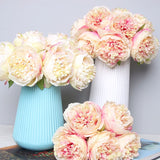 Cifeeo 5pc Artificial Peony Silk Flowers Fake Flower Arrangement Wedding Bridal Bouquet Home Display Party Festival Decor White Peony