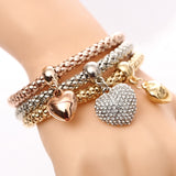 3Pcs Bracelet Crystal Owl Music Note Boy Girl Heart Charm Bracelets For Women Pulseria Feminina Jewelry Gift amazing price