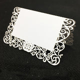 50pcs Laser Cut Wedding Party Table Name Place Cards Chic Pearlescent Lace Favor Message Setting Card Wedding Birthday Supplies