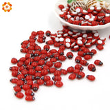 Christmas Gift Mini 1Pack=100PCS/Lot Red Wooden Ladybug Sponge Self-adhesive Stickers Cute Baby Fridge Magnets For Scrapbooking Home Decoration