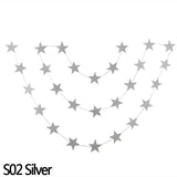 4 Meters Glitter Gold Silver Stars Paper Garland for Wedding Birthday Party Decoration Backdrop Photo Prop Christmas Tree Decor