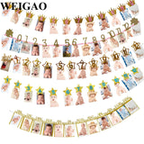 WEIGAO 1st Birthday Party Photo Garland Baby Shower First Birthday Girl Boy Party Monthly Picture 1-12 Months Photo Props 1 Year