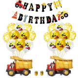 Cifeeo Construction Vehicle Excavator Theme Latex Balloon Confetti Truck Car Happy Birthday Banner Kids Baby Shower Party Decoration