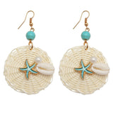 Sea Shell Earrings For Women Gold Color Trendy Metal Shell Cowrie Statement Dangle Earrings New Summer Beach Jewelry