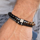 2023 New Fashion Men Bracelet Sets Trendy Handmade Classic Strand Stone Beaded Bracelet For Men Jewelry Gift Pulsera Hombre