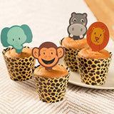 WEIGAO Lion Monkey Cake Toppers Jungle Birthday Theme Party Decor Cupcake Wrapper Cupcake Decor for Kids Birthday Party Supplies