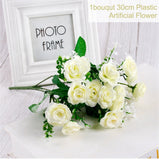 Christmas Gift 30 cm Mini Rose 1 Bouquet 15 Flower Head Artificial Silk Flower Branches Fake Flowers Artificial Flowers For Decor Wedding