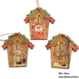 Christmas Gift Multi Style Creative Wood Craft Christmas Wooden Pendants Ornaments Kids Gift DIY Xmas Tree Ornament Christmas Party Decorations