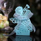 50pcs Angel Girl Laser Cut Hollow Carriage Favor Gifts Candy Boxes With Ribbon Custom Baby Shower Wedding Party Favor Decoration