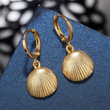 Sea Shell Earrings For Women Gold Color Trendy Metal Shell Cowrie Statement Dangle Earrings New Summer Beach Jewelry