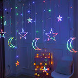 Moon Star Led Curtain Lamp String Christmas Lights Decoration Holiday Lights Curtain Lamp Wedding Neon Lantern 220v fairy light