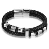 Christmas Gift XQNI Luxury Accessories Bracelet Men's Fashion Gift Black Genuine Leather Bracelets DIY Combination Wild Handsome Gift