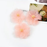 Cifeeo 5Pcs/lot 5.5 cm Soft Chiffon Cherry blossoms Appliques Sewing For Headband Rose Fabric Flowers For Craft Hair Accessories