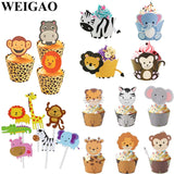 WEIGAO Lion Monkey Cake Toppers Jungle Birthday Theme Party Decor Cupcake Wrapper Cupcake Decor for Kids Birthday Party Supplies