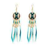ZOSHI  Long Tassel Fashion Feather Style Ethnic Boho Big Dangle Statement Earring Wedding Earrings Accessories Wholesale