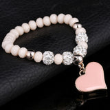 New Fashion Geometric Beaded Women Heart Bracelets Simple Stone Bead Charm Bracelets & Bangles For Women Jewelry Gift