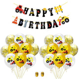 Cifeeo Construction Vehicle Excavator Theme Latex Balloon Confetti Truck Car Happy Birthday Banner Kids Baby Shower Party Decoration