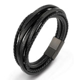 Christmas Gift Fashion Stainless Steel Bangle Chain Genuine Leather Bracelet Men Vintage Male Braid Jewelry for women