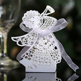 50pcs Angel Girl Laser Cut Hollow Carriage Favor Gifts Candy Boxes With Ribbon Custom Baby Shower Wedding Party Favor Decoration