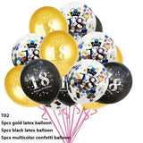 Black Gold Birthday Decoration Balloons Happy Birthday Banner Tinsel Garland Confetti for Adult 18 Birthday Party Decoration